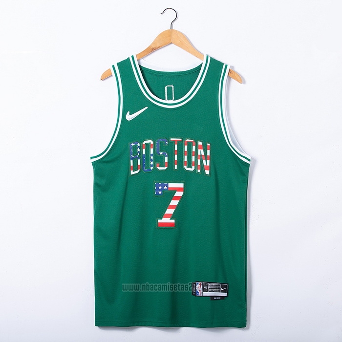 Camiseta Boston Celtics Jaylen Brown #7 75th Bandera Edition Verde